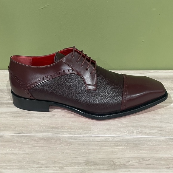 Emilio Franco shoes burgundy leather calf/deerskin cap toe Oxford main image 4